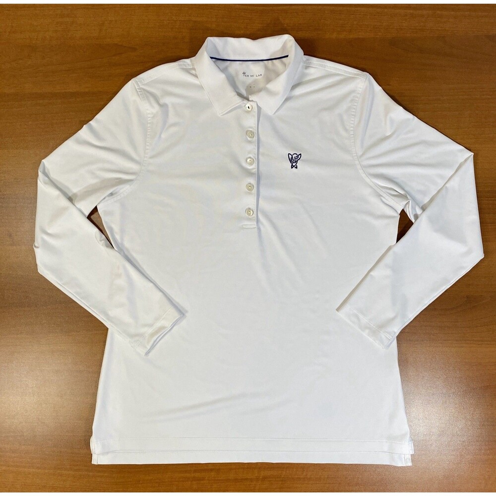 Peter Millar Polo Shirt Womens M White Sun Protect Long Sleeve Performance Golf